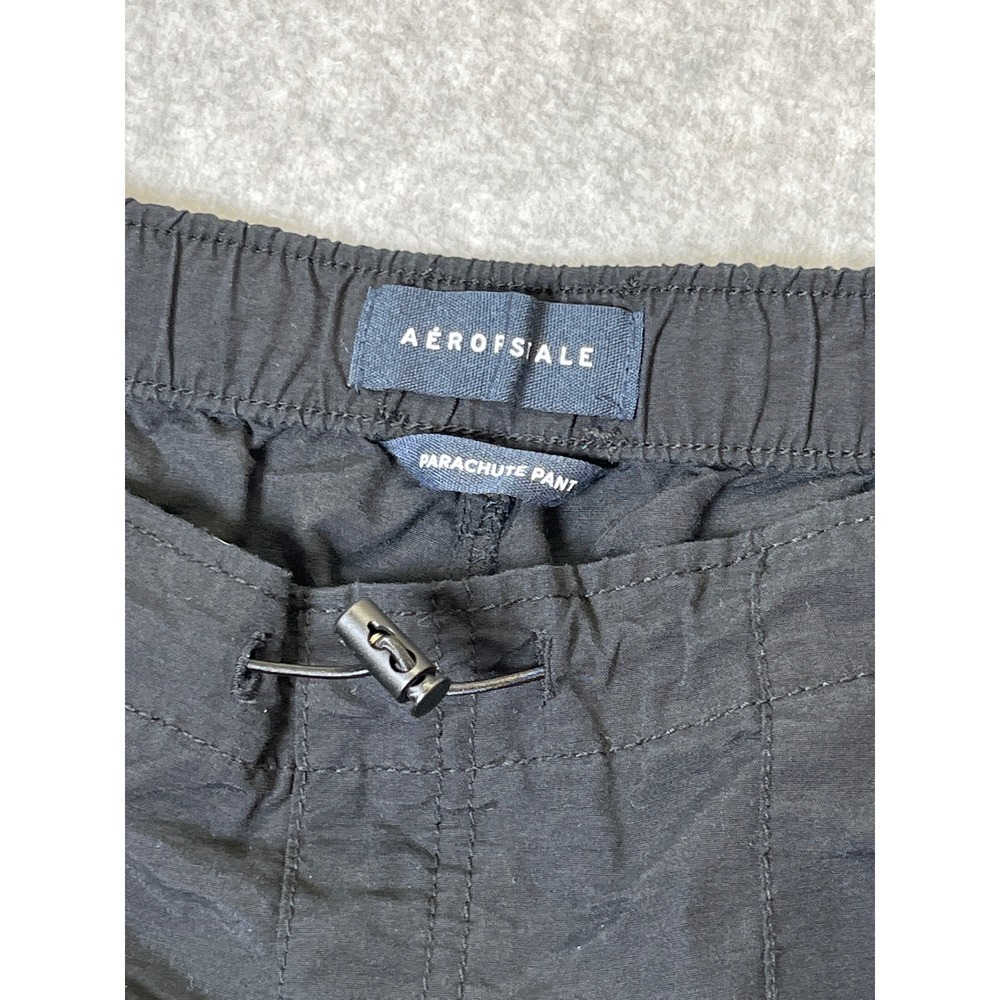 Y2K Aeropostale Black Parachute Pants Bungee Hem Utility Cargo Baggy Joggers XS - Picture 3 of 12